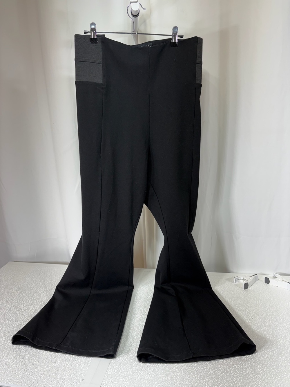 Eloquii Black Ponte Flare Pants with Paneled Waist 3929
